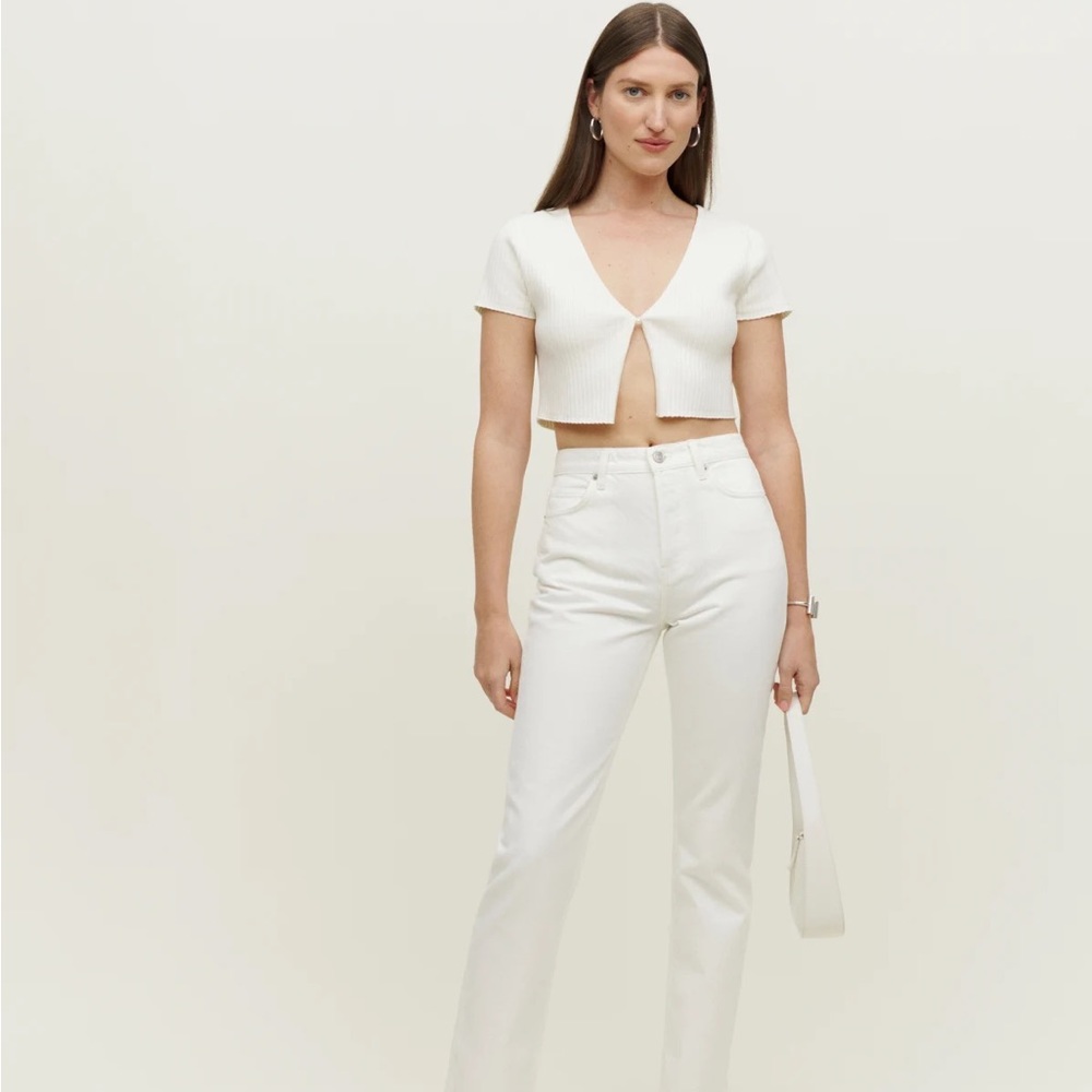 Reformation Cynthia High Rise Straight Jeans Vintage White Size 27
